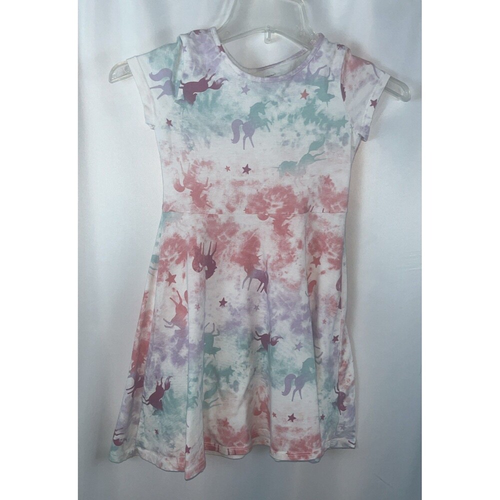 Jumping Beans Skater Girls Silhouette Dress Size 6 Unicorns Tie-dye Multicolor